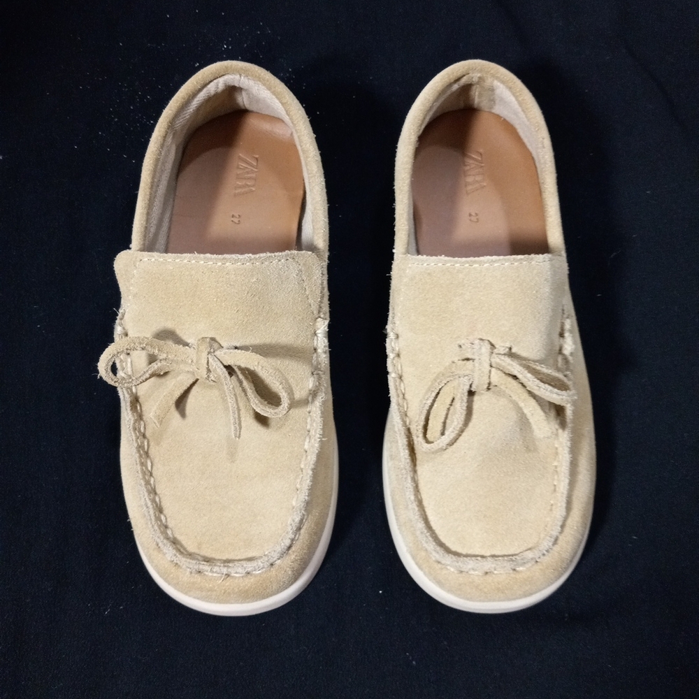 🔥Kids Zara Toddlers Beige Suede Loafers Moccasins Boys Size 27.  10.5 Toddlers - Picture 4 of 9